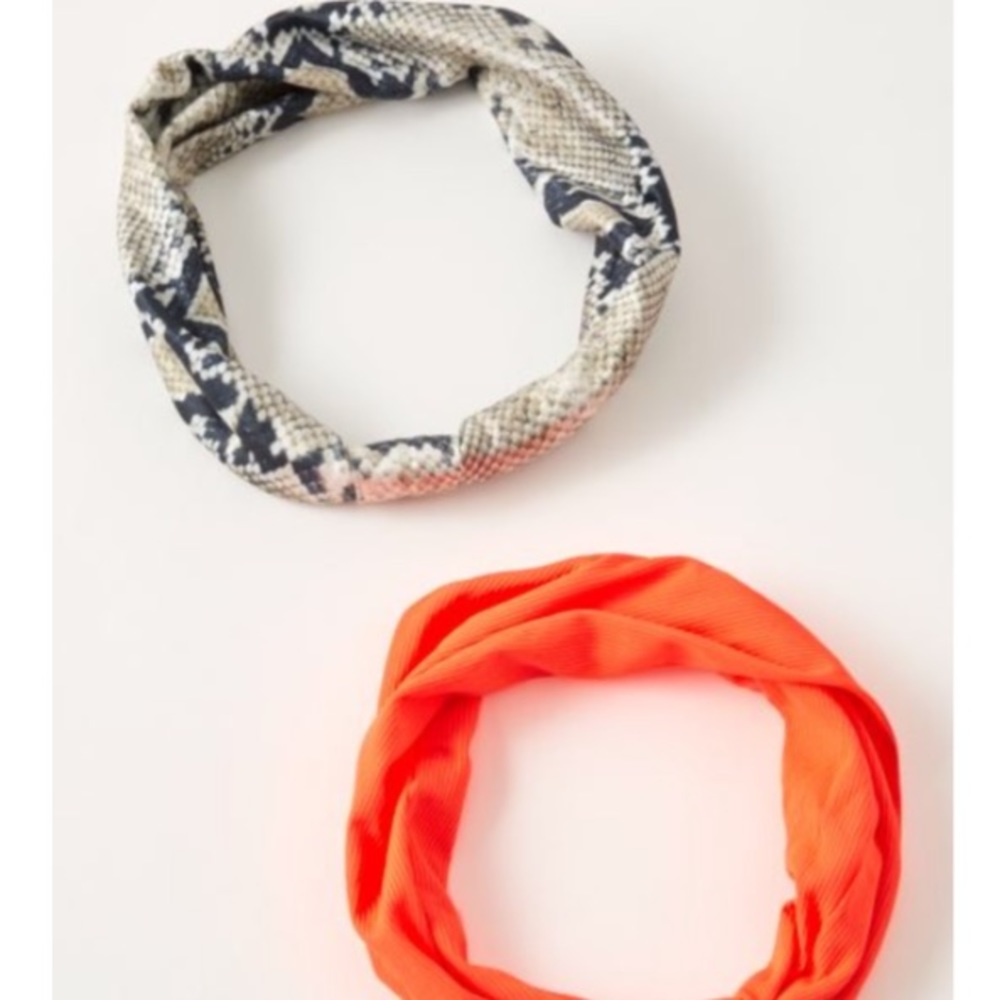 🛍 2 pack neon orange & snakeskin headbands NWT